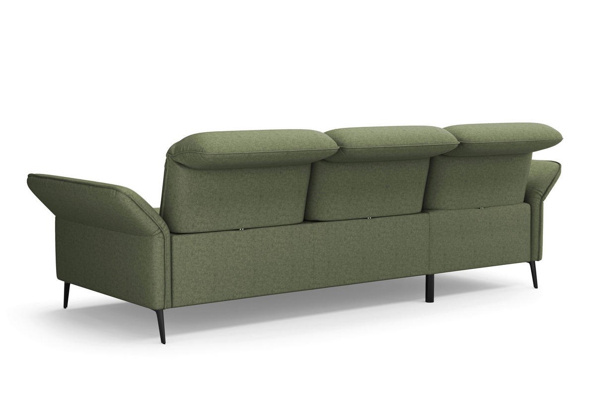 ECKSOFA in Flachgewebe Olivgrün  - Schwarz/Olivgrün, Konventionell, Textil/Metall (198/264cm) - Sit & More