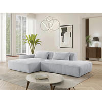 ECKSOFA BILLUND in Cord Hellgrau  294/165 cm  - Hellgrau/Schwarz, KONVENTIONELL, Holzwerkstoff/Kunststoff (294/165cm) - Livetastic