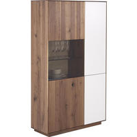 VITRINE in massiv Astnuss Nussbaumfarben, Hellgrau  - Nussbaumfarben/Hellgrau, Natur, Glas/Holz (98,1/166,6/36cm) - Anrei