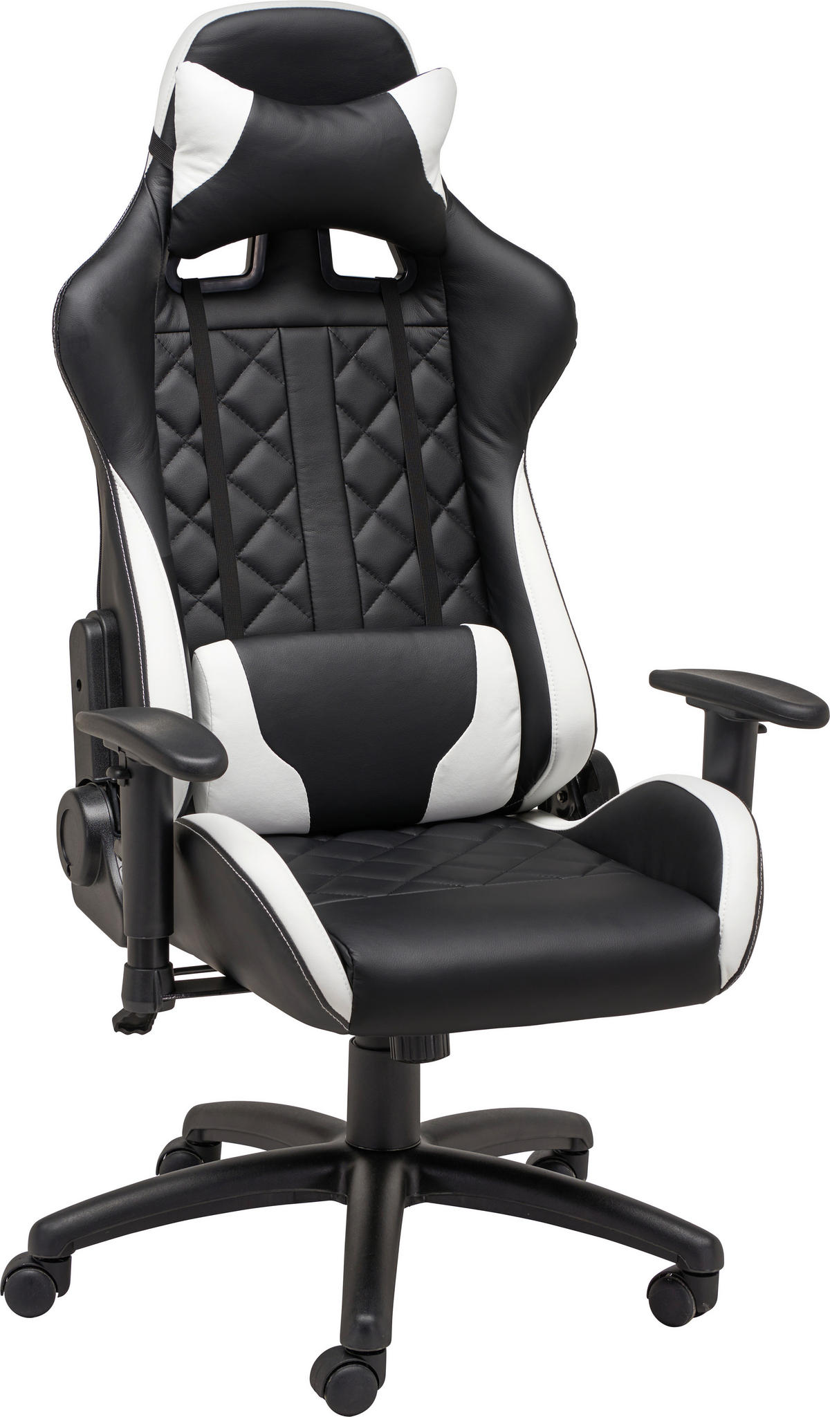 SCAUN DE GAMING  in imitație piele negru, alb  - alb/negru, Design, plastic/metal (70/129-138/59cm) - Xora