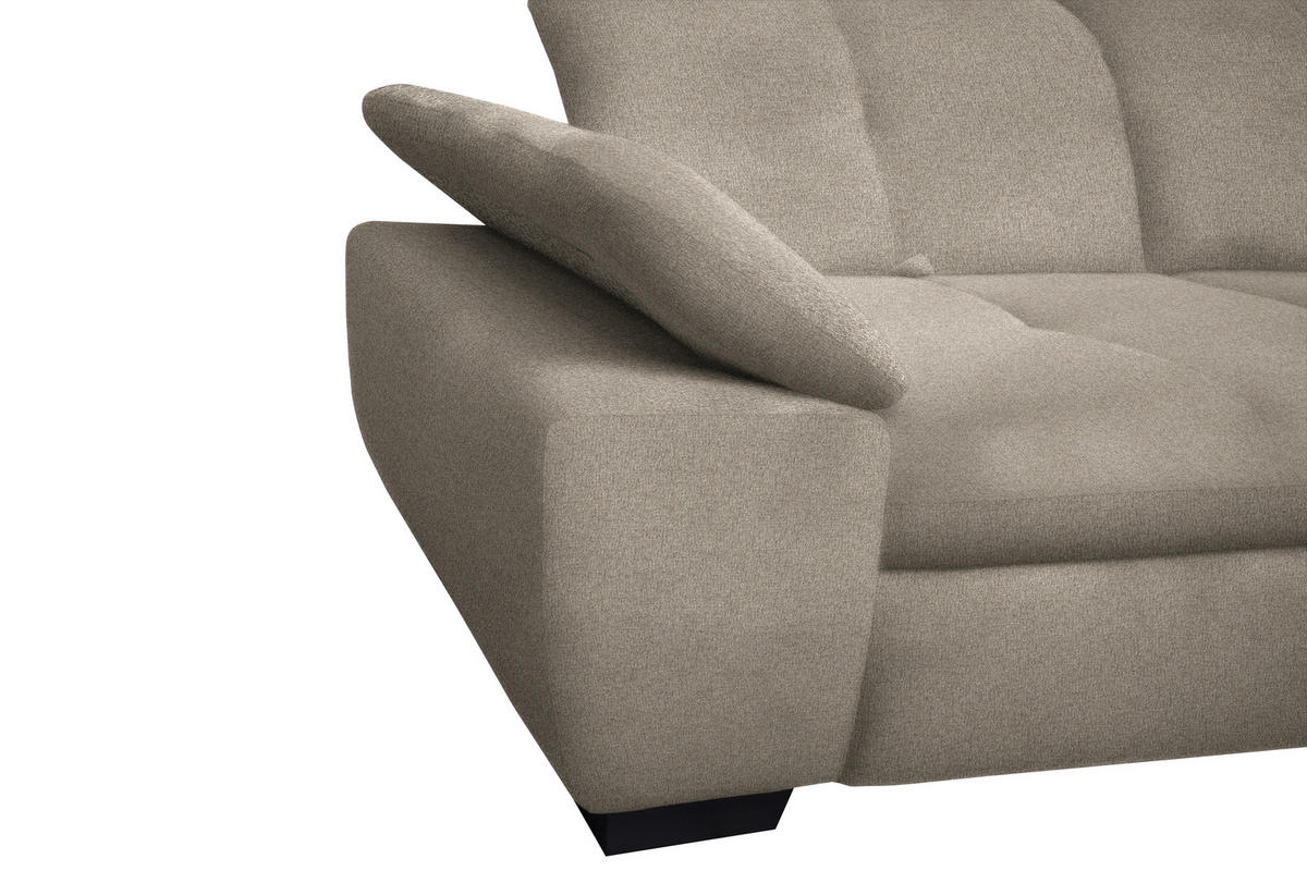ECKSOFA in Flachgewebe Beige  - Beige/Schwarz, Design, Textil/Metall (242/313cm) - Xora