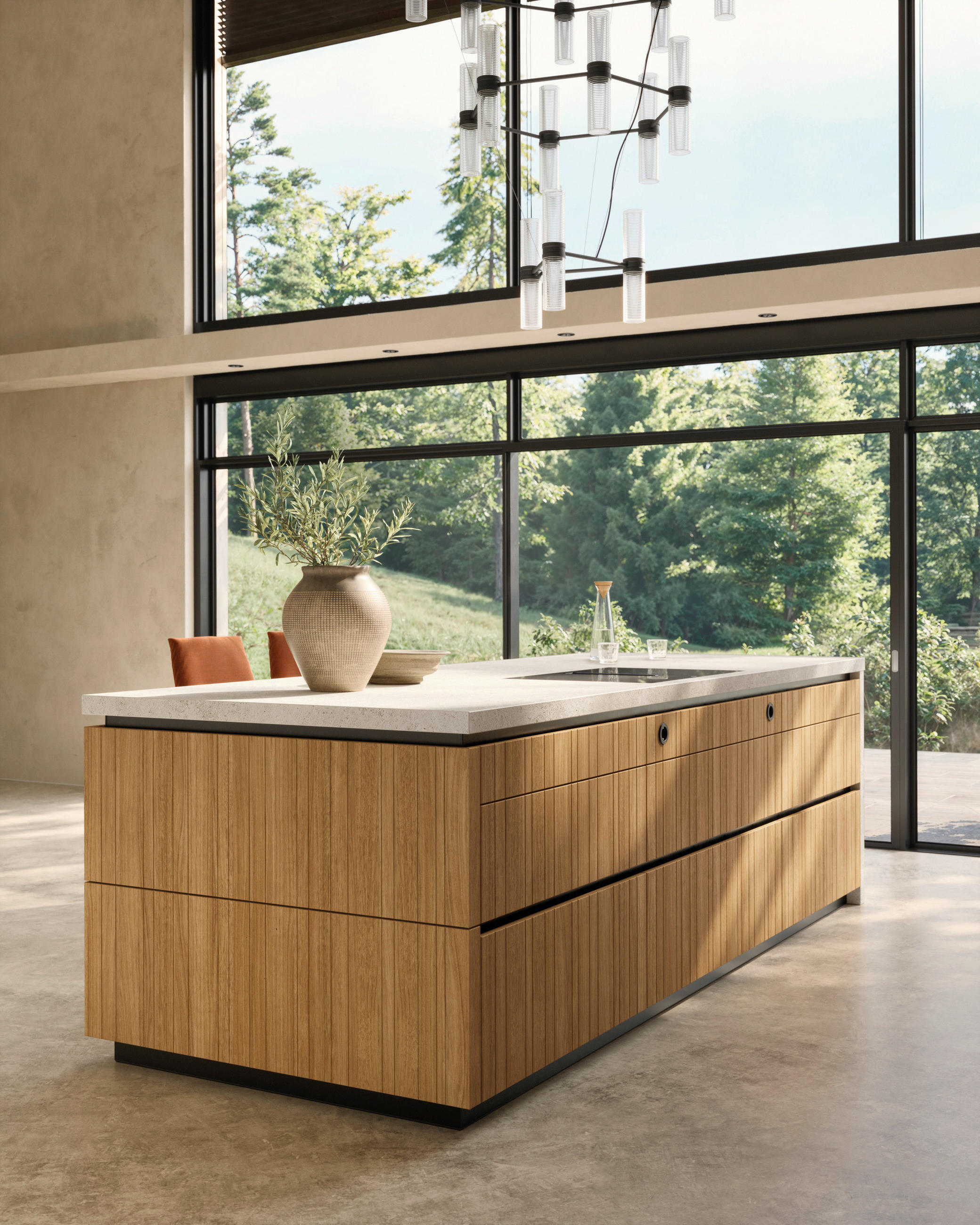 EINBAUKÜCHE   - Eichefarben, Design, Glas/Holz - Team 7