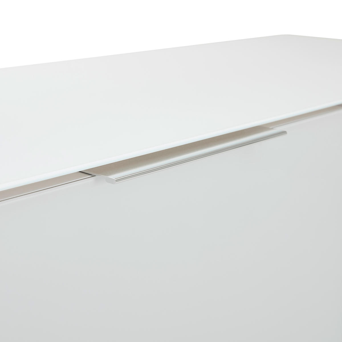 HÖG BYRÅ  i 110/117/40,5 cm  - vit/aluminiumfärg, Design, metall/trämaterial (110/117/40,5cm) - Voleo
