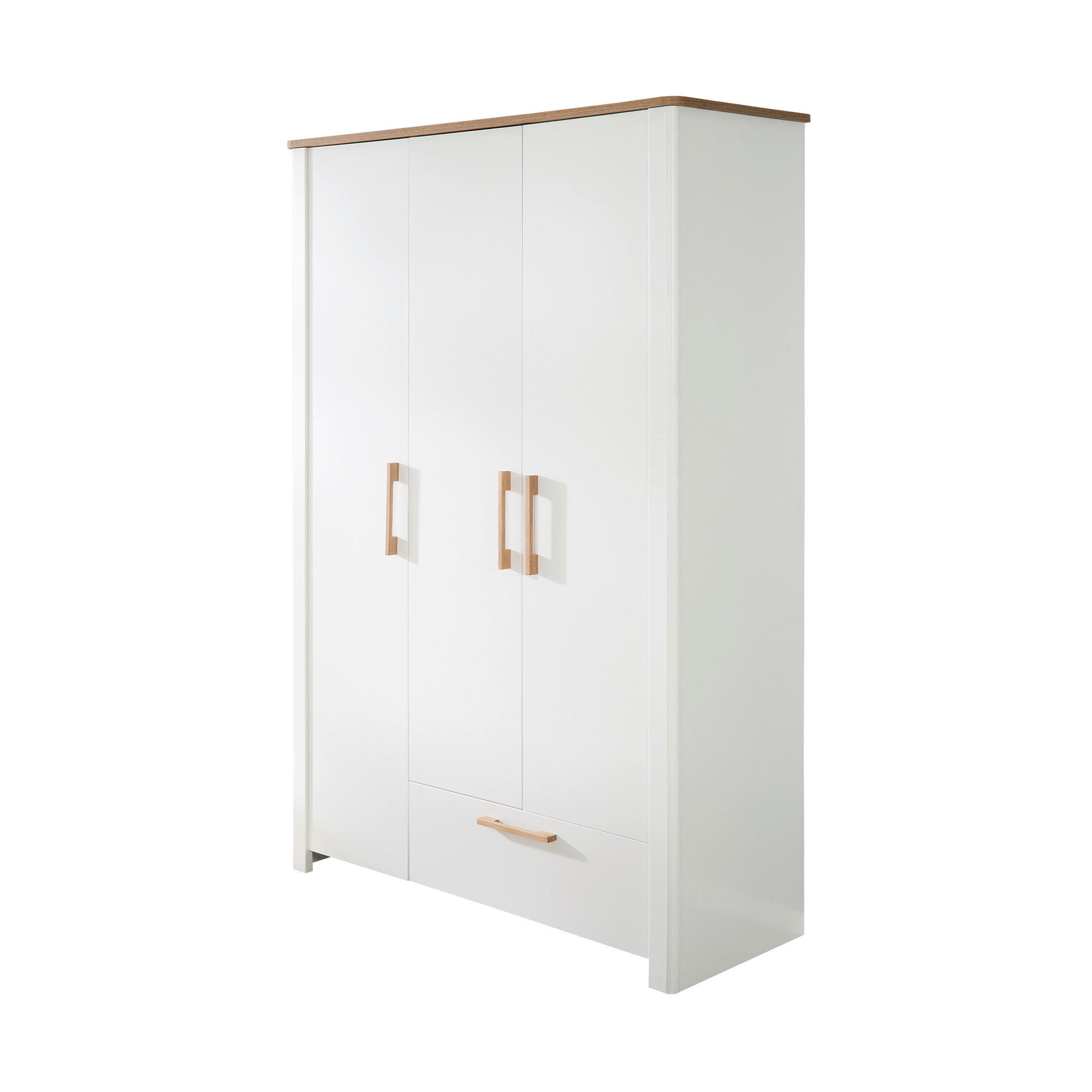 BABYKLEIDERSCHRANK Ava Weiß, Eiche Artisan  - Weiß/Eiche Artisan, Basics, Holzwerkstoff (138,5/200/54cm) - Roba