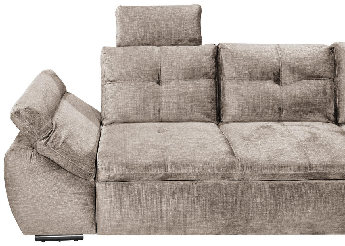ECKSOFA in Mikrovelours Creme  - Creme/Schwarz, Konventionell, Kunststoff/Textil (265/217cm) - Carryhome