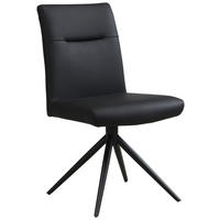 STUHL Echtleder Schwarz  - Schwarz, Trend, Leder/Metall (47/89/62cm) - Novel