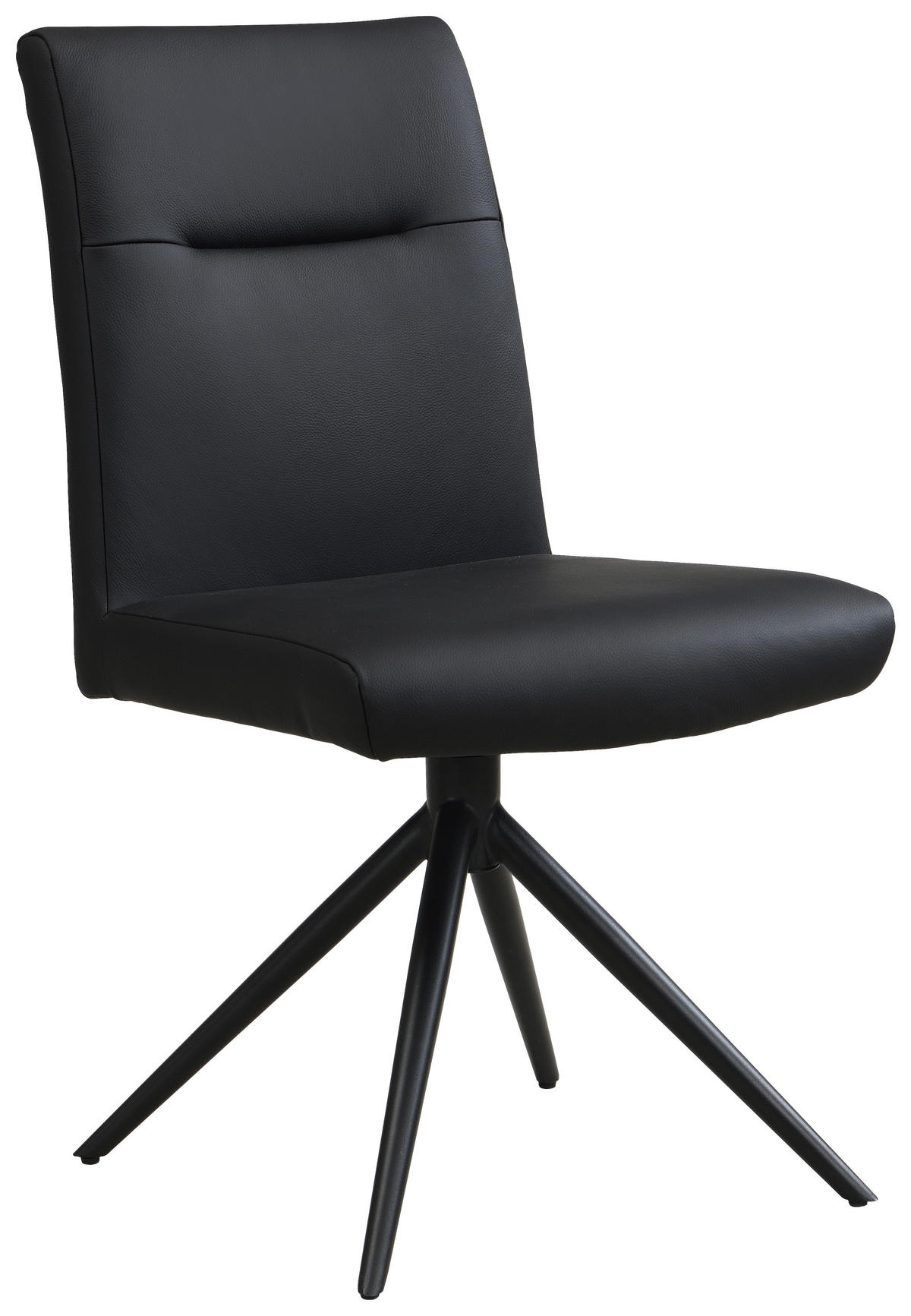 STUHL Echtleder Schwarz  - Schwarz, Trend, Leder/Metall (47/89/62cm) - Novel