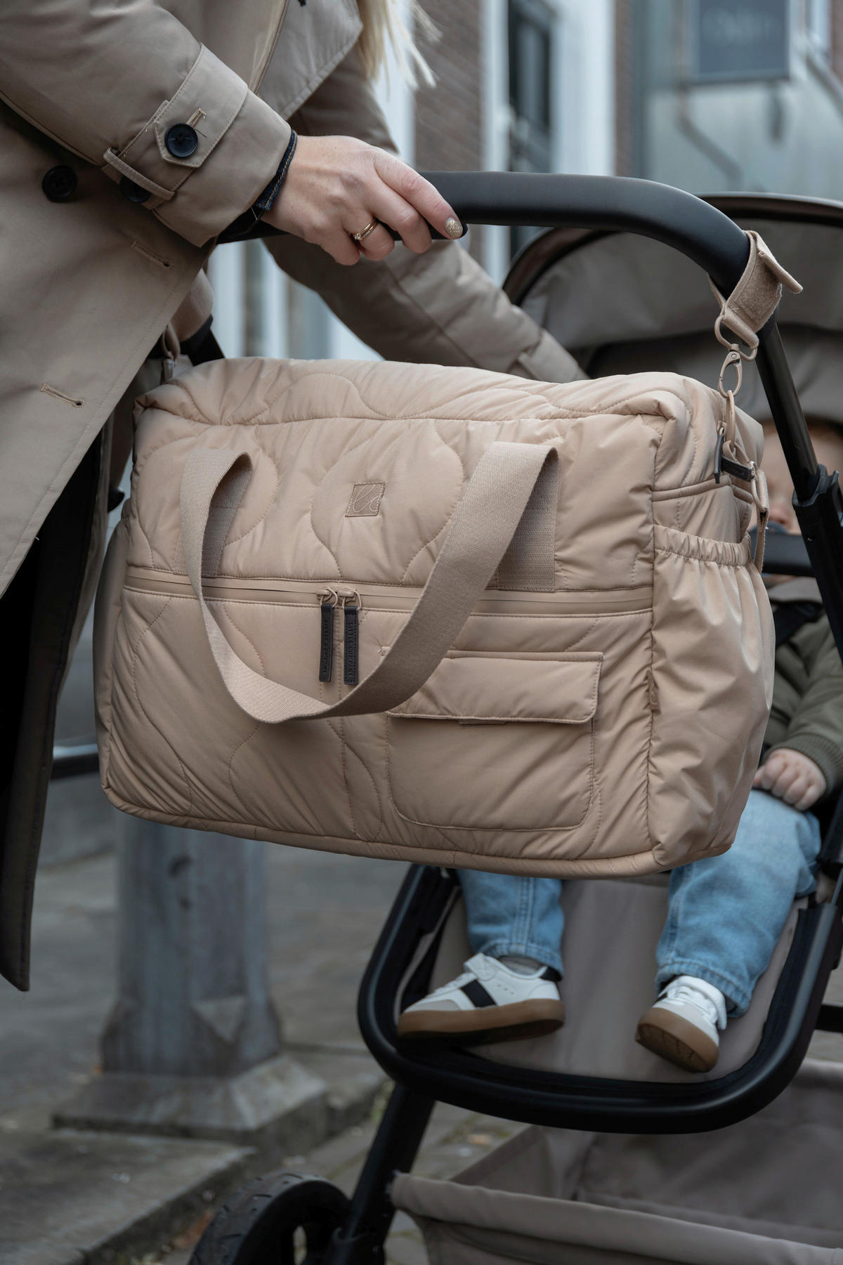 WICKELTASCHE Sydney  - Sandfarben/Braun, Basics, Textil (41/29/15cm)