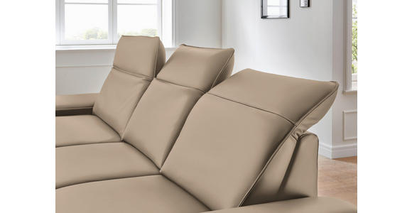 ECKSOFA in Echtleder Hellbraun 193/328 cm - Hellbraun/Schwarz, Design, Leder/Metall (193/328cm) - Dieter Knoll