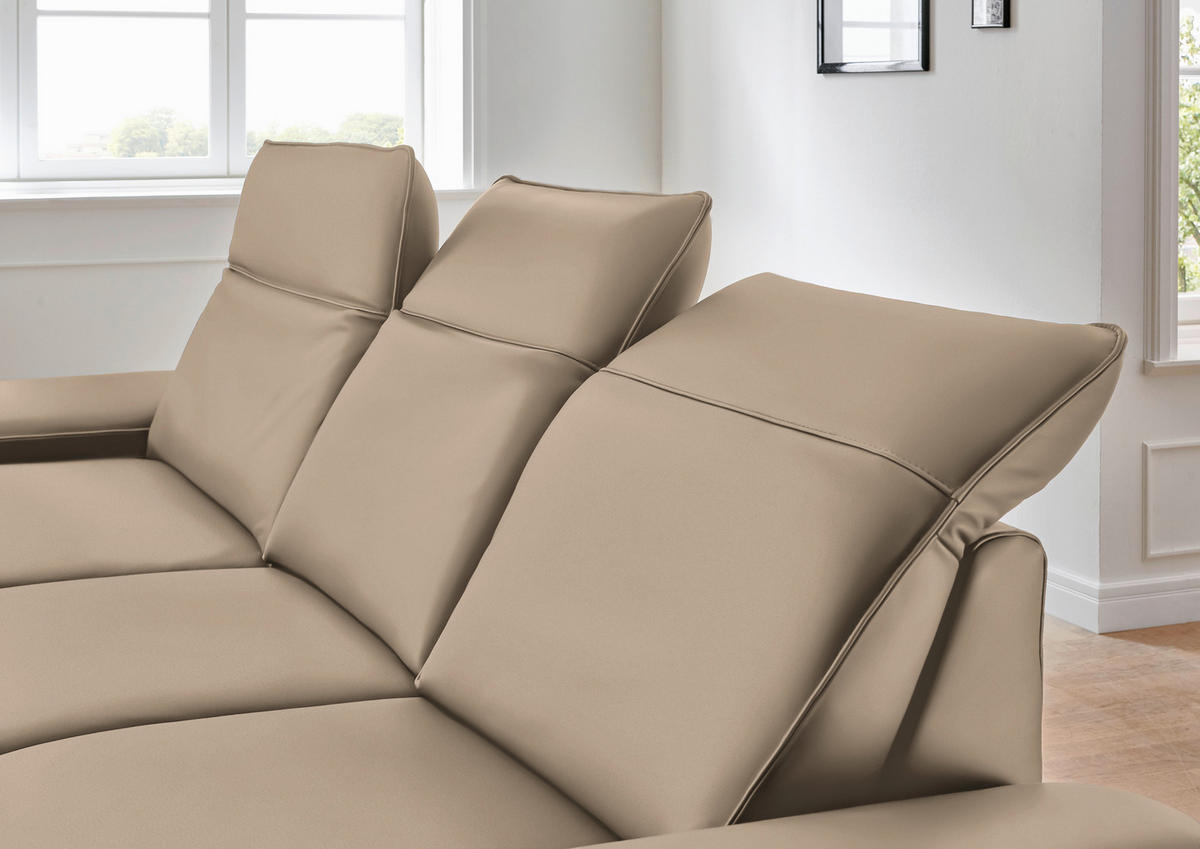 ECKSOFA in Echtleder Hellbraun  - Hellbraun/Schwarz, Design, Leder/Metall (193/328cm) - Dieter Knoll