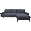 ECKSOFA in Cord, Velours Graphitfarben  - Schwarz/Graphitfarben, MODERN, Textil/Metall (180/302cm) - Venda