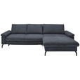 ECKSOFA in Cord, Velours Graphitfarben  - Schwarz/Graphitfarben, MODERN, Textil/Metall (180/302cm) - Venda