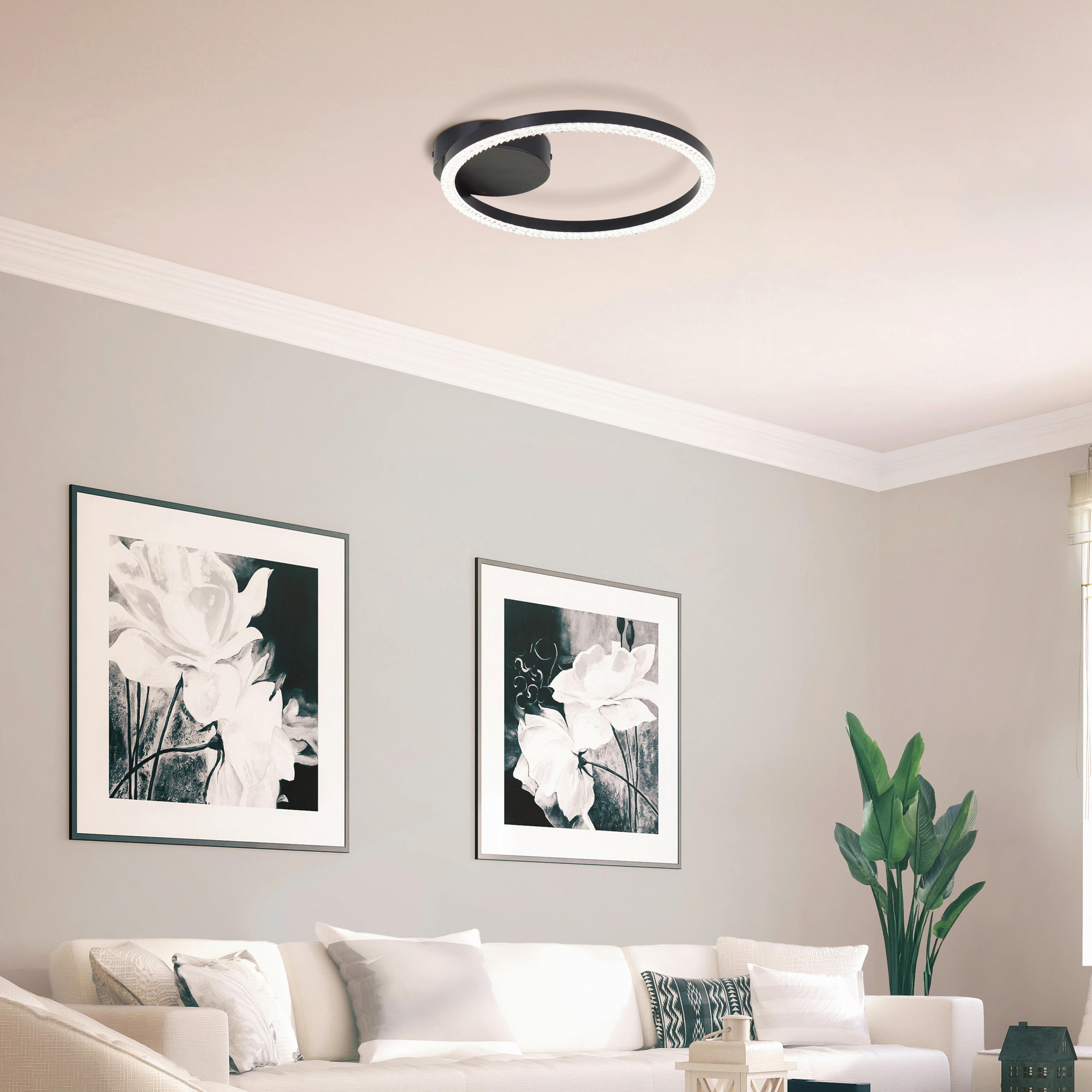 LED-DECKENLEUCHTE    31/30/5 cm  - Schwarz, Design, Kunststoff/Metall (31/30/5cm) - Brilliant