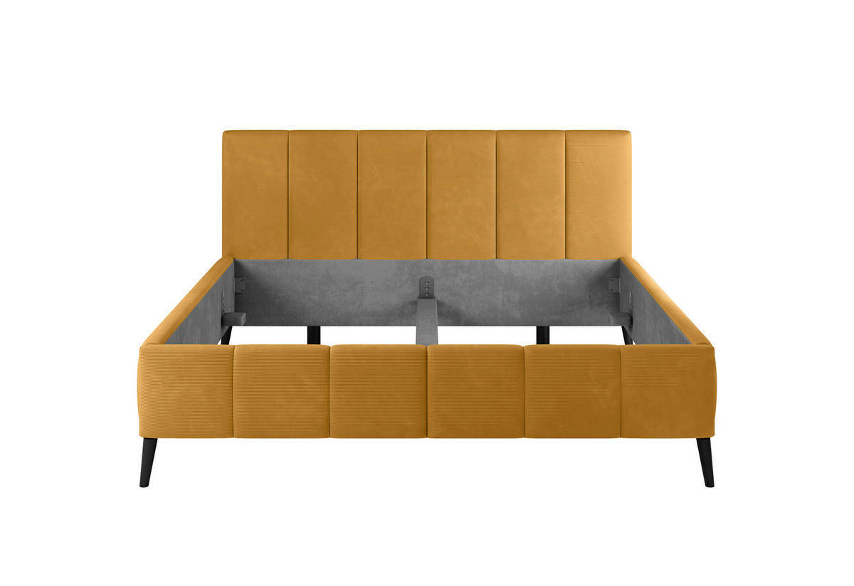 POLSTERBETT 180/200 cm  in Dunkelgelb  - Dunkelgelb/Schwarz, Trend, Holz/Textil (180/200cm) - home24