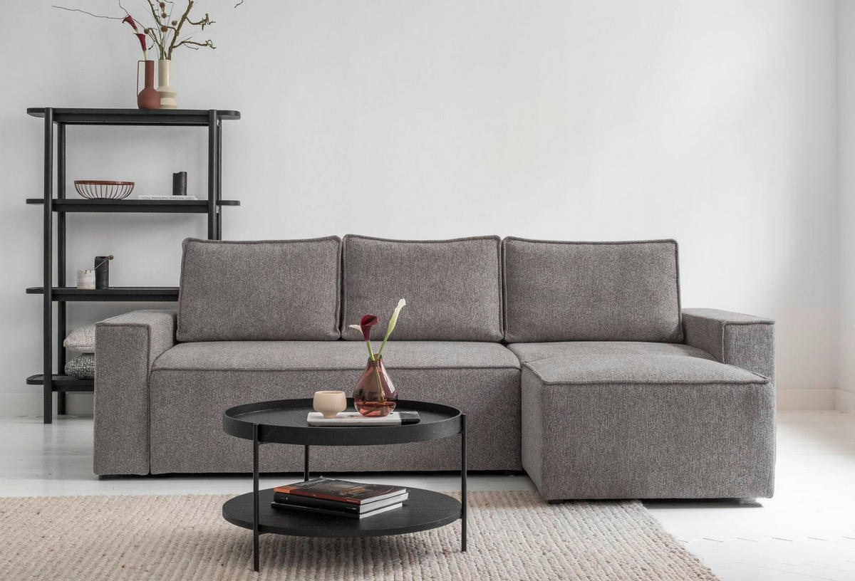 KUTNA GARNITURA tekstil  siva   - bijela/siva, Design, tekstil/plastika (250/156cm) - MID.YOU