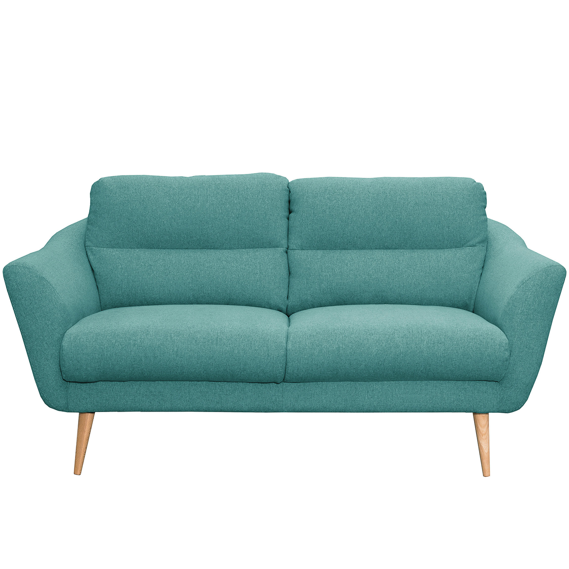 2,5-SITZER Webstoff Türkis  - Türkis/Buchefarben, Design, Holz/Textil (187/87/88cm) - Livetastic