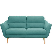 2,5-SITZER Webstoff Türkis  - Türkis/Buchefarben, Design, Holz/Textil (187/87/88cm) - Livetastic