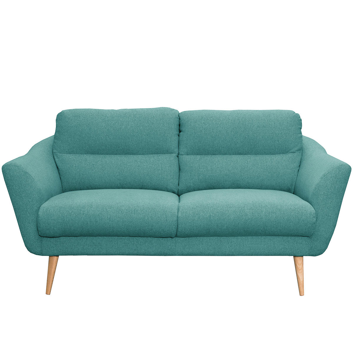 2,5-SITZER Webstoff Türkis  - Türkis/Buchefarben, Design, Holz/Textil (187/87/88cm) - Livetastic