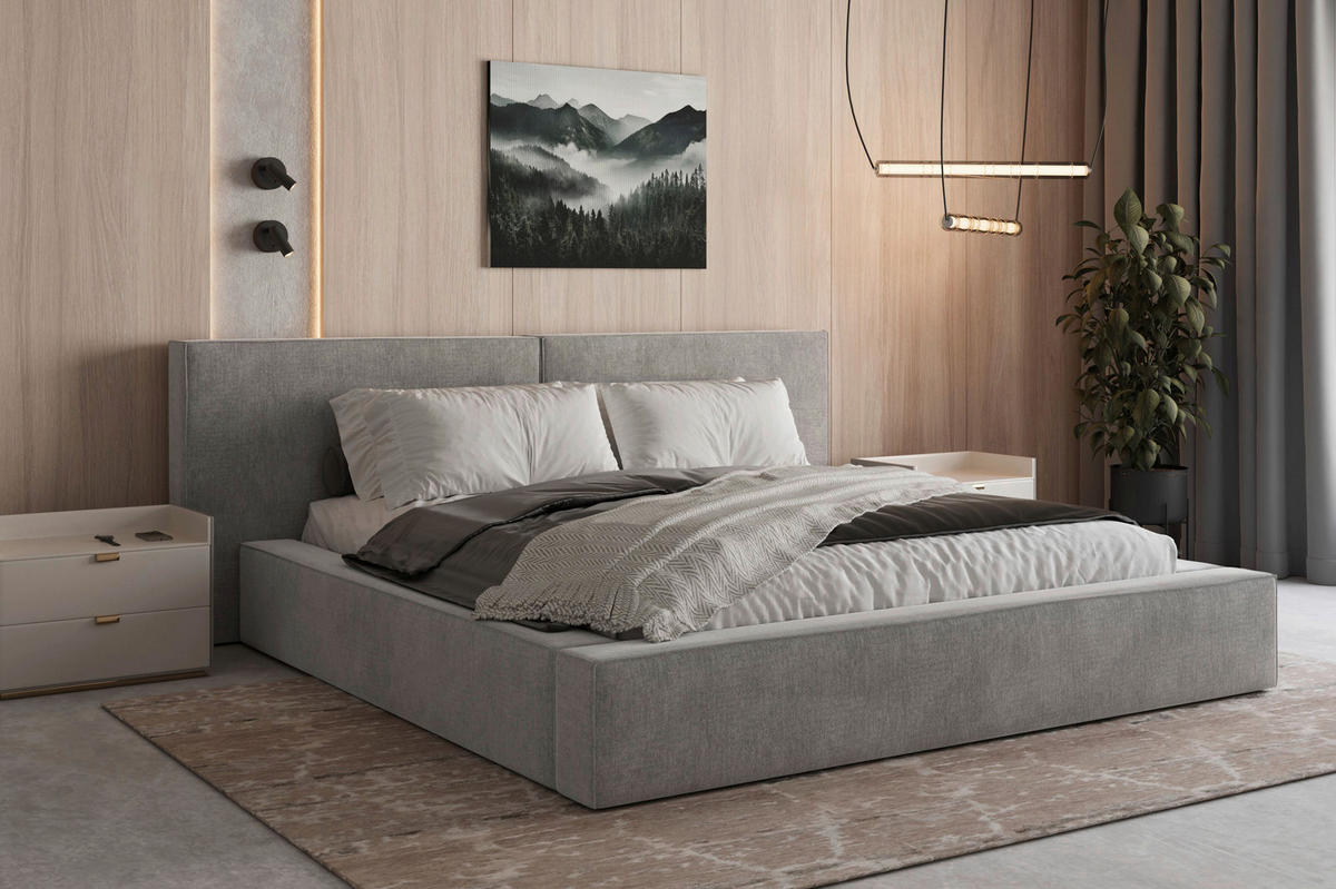 POLSTERBETT 180/200 cm,  in Grau, Bettkasten,  - Schwarz/Grau, MODERN, Holz/Kunststoff (180/200cm) - MID.YOU