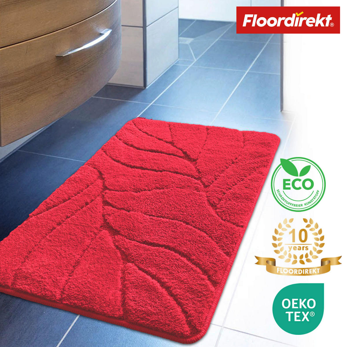 BADEMATTE Maris Rot 80/150 cm  - Rot, Basics, Kunststoff/Textil (80/150cm) - Floordirekt