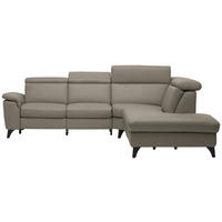 ECKSOFA  in Echtleder Graubraun  285/239 cm  - Graubraun/Schwarz, Design, Leder/Metall (285/239cm) - Cantus