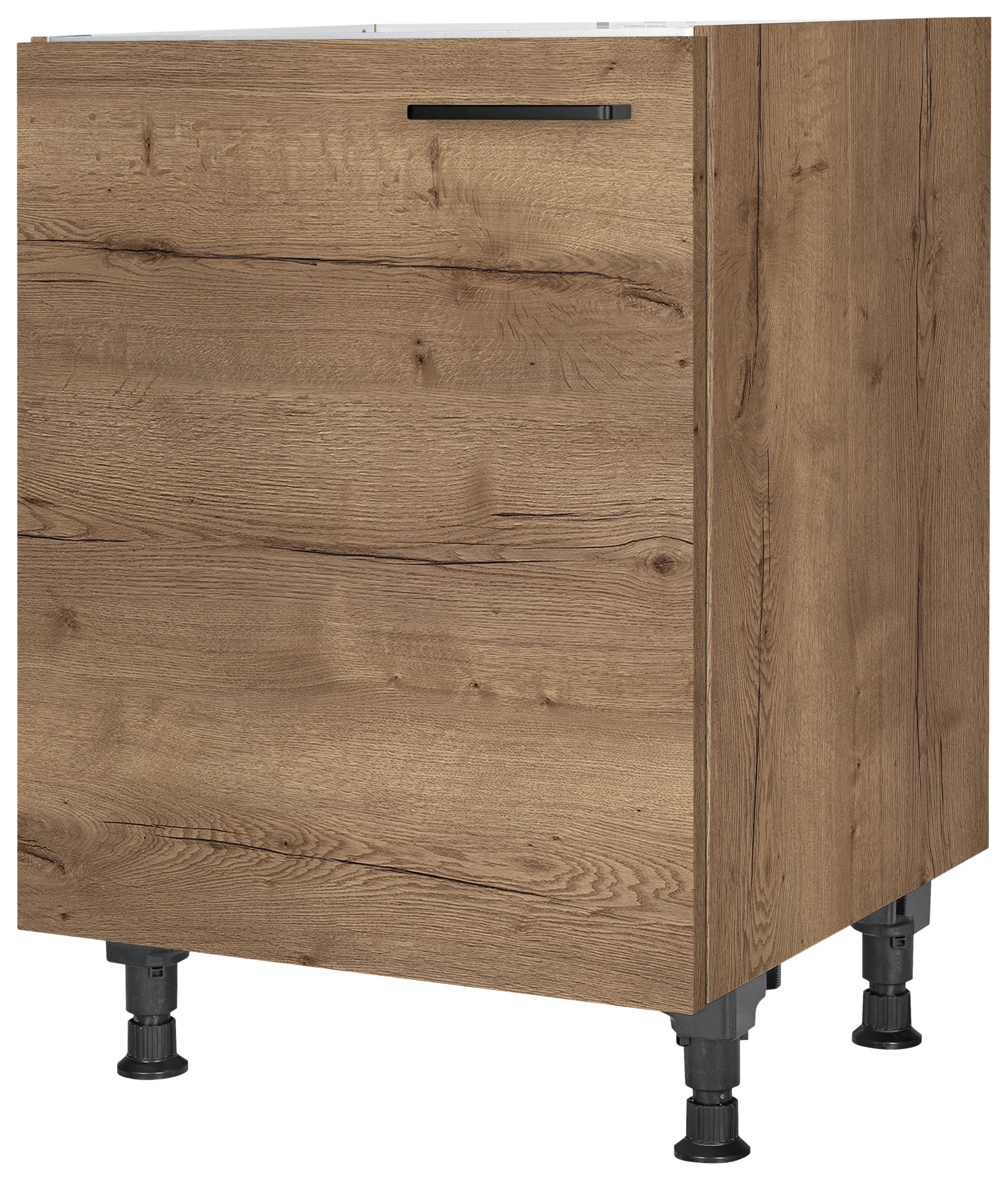 SPÜLENUNTERSCHRANK 60/87/56 cm  in Eiche dunkel  - Eiche dunkel/Schwarz, MODERN, Holzwerkstoff/Metall (60/87/56cm) - Nobilia