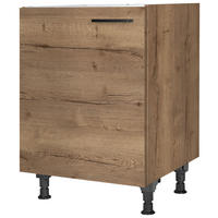 SPÜLENUNTERSCHRANK 60/87/56 cm  in Eiche dunkel  - Eiche dunkel/Schwarz, MODERN, Holzwerkstoff/Metall (60/87/56cm) - Nobilia