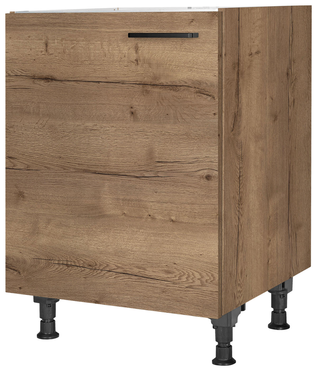 SPÜLENUNTERSCHRANK 60/87/56 cm  in Eiche dunkel  - Eiche dunkel/Schwarz, MODERN, Holzwerkstoff/Metall (60/87/56cm) - Nobilia