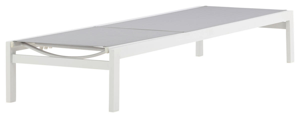 SONNENLIEGE 60/30/195 cm  - Weiß/Grau, KONVENTIONELL, Metall (60/30/195cm) - Gardenson