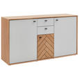 SIDEBOARD Weiß, Eiche Bianco 163,8/89,3/45 cm - Eiche Bianco/Dunkelgrau, Design, Holz/Holzwerkstoff (163,8/89,3/45cm) - Novel