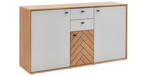 SIDEBOARD Weiß, Eiche Bianco 163,8/89,3/45 cm - Eiche Bianco/Dunkelgrau, Design, Holz/Holzwerkstoff (163,8/89,3/45cm) - Novel