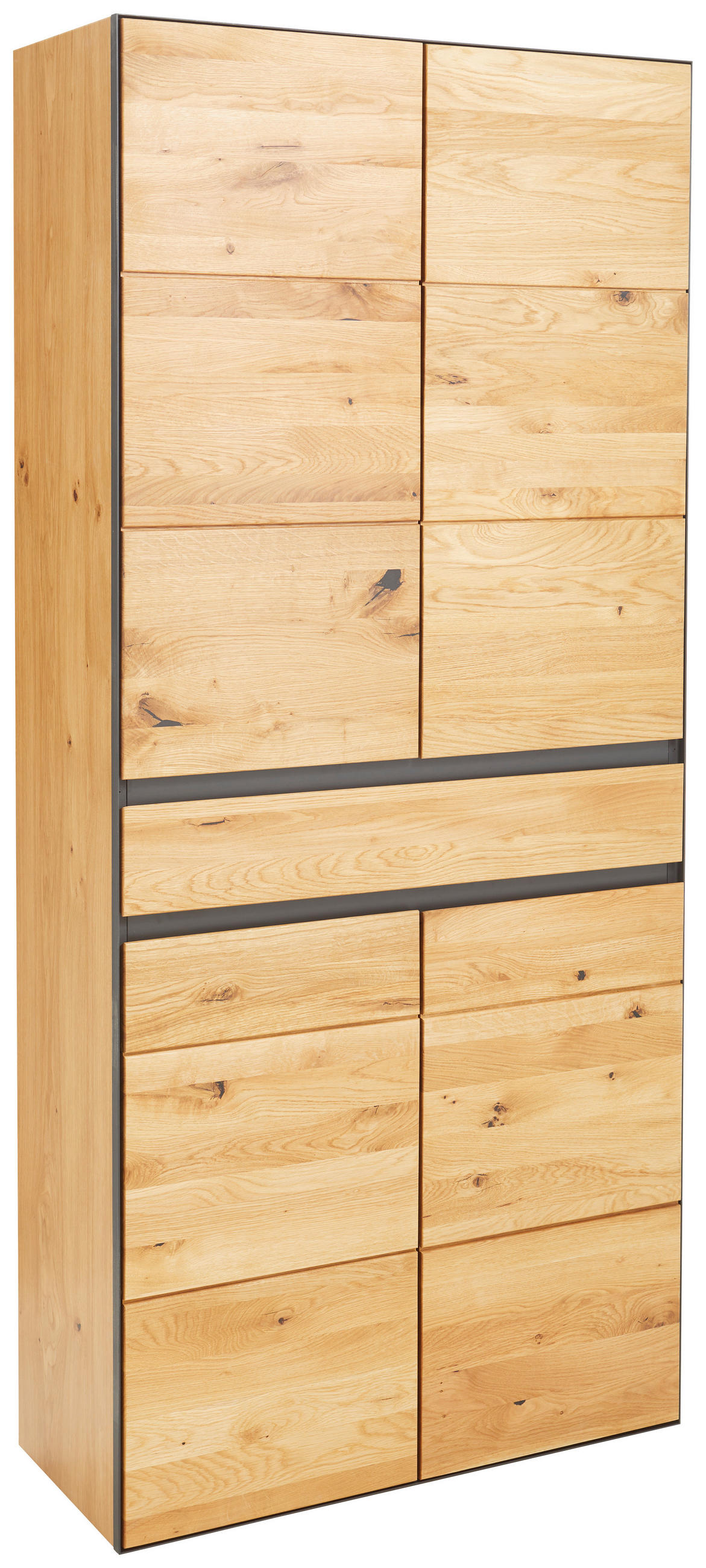 SCHUHSCHRANK Wildeiche furniert, massiv Anthrazit, Eichefarben  - Wildeiche/Eichefarben, Natur, Holz/Holzwerkstoff (89/200/38cm) - Linea Natura
