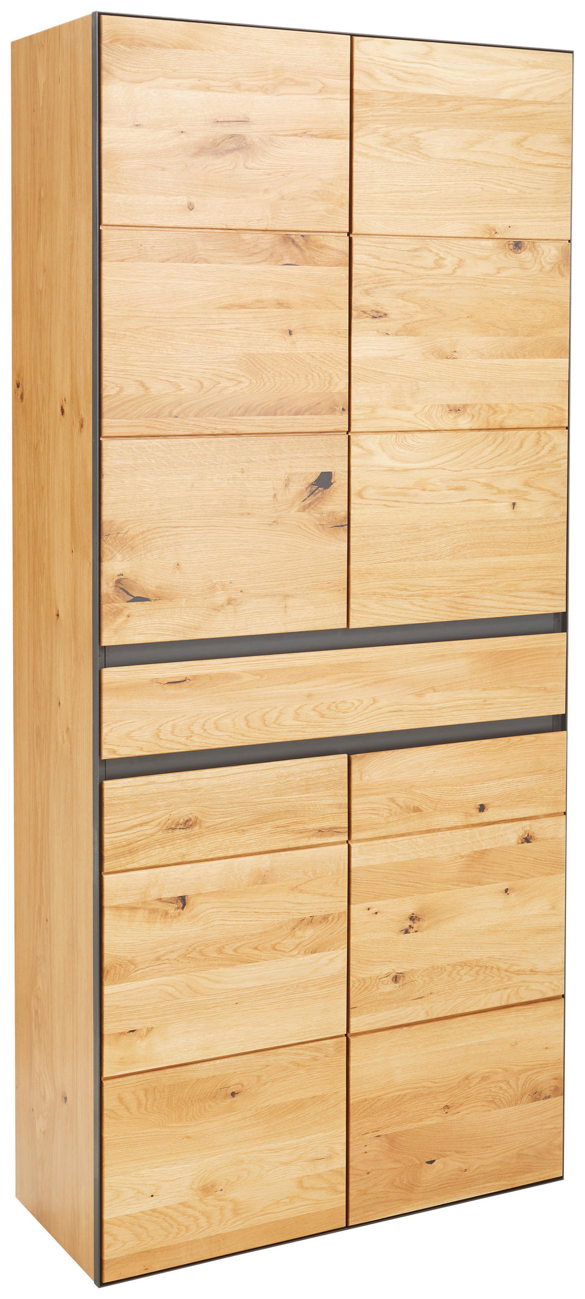 SCHUHSCHRANK Wildeiche furniert, massiv Anthrazit, Eichefarben  - Wildeiche/Eichefarben, Natur, Holz/Holzwerkstoff (89/200/38cm) - Linea Natura