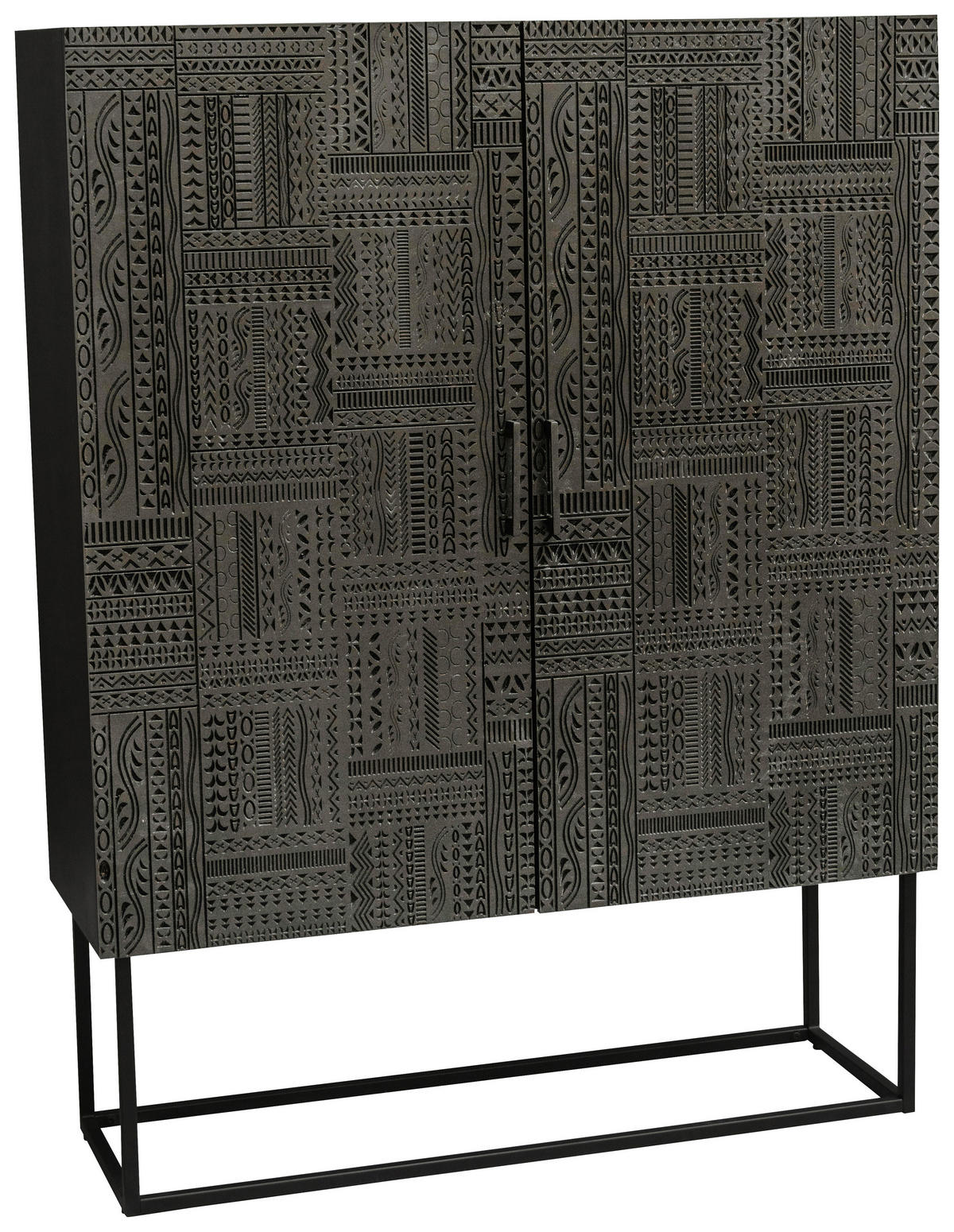 VISOKA KOMODA, črna  - črna, Design, kovina/les (115/150/40cm) - Landscape