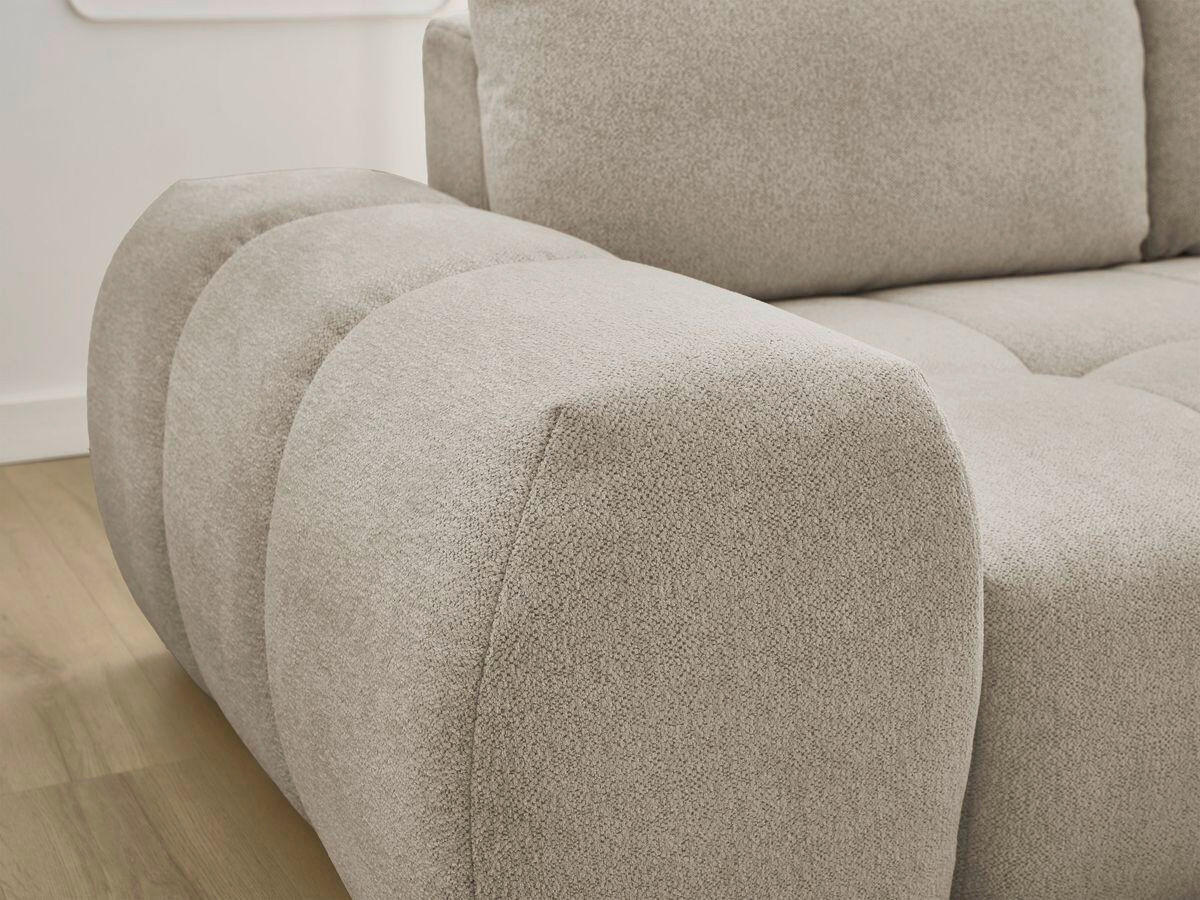 ECKSCHLAFSOFA EVEREST  mit Rücken echt, Armteil links, Armteil rechts Flachgewebe Taupe  - Taupe/Schwarz, MODERN, Kunststoff/Textil (180/318cm) - Livetastic