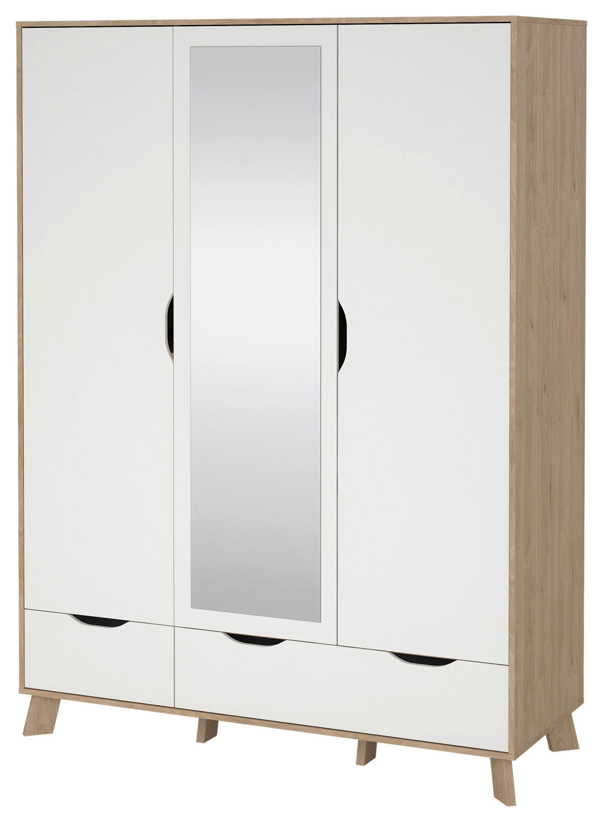 KLEIDERSCHRANK 147,2/192,2/58 cm 3-türig Weiß, Eichefarben  - Eichefarben/Weiß, MODERN, Holzwerkstoff (147,2/192,2/58cm) - MID.YOU