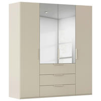 DREHTÜRENSCHRANK 201/235/61 cm,  in Champagner, 4-türig  - Champagner, Basics, Glas/Holzwerkstoff (201/235/61cm) - Novel