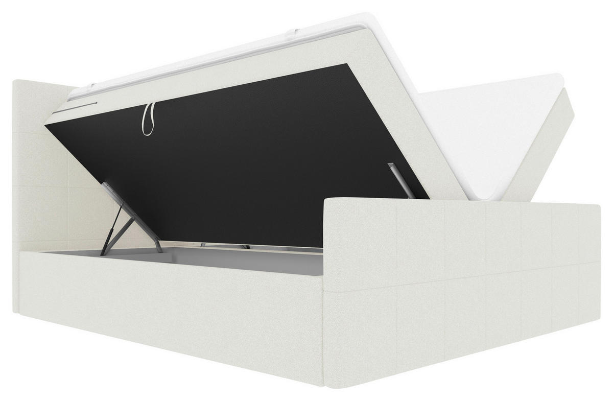 BOXBETT 160/200 cm,  in Creme, Bettkasten, Topper, Matratzen, H3 = fest  - Creme, KONVENTIONELL, Kunststoff/Textil (160/200cm) - Boxxx