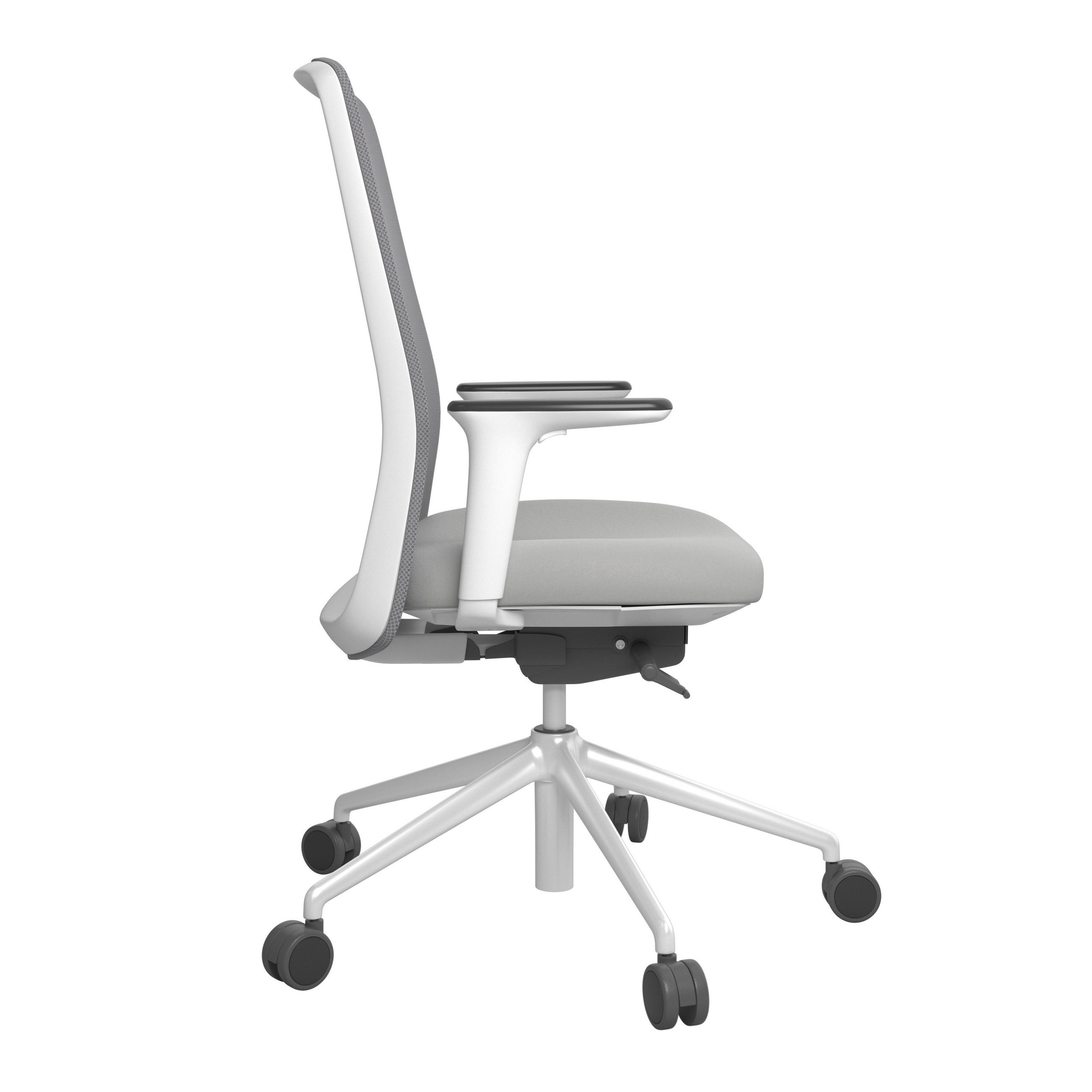 Thumbnail - Drehstuhl, Grau, Weiß, Hellgrau, Metall, Kunststoff, Leder, Drehkreuz, 70x103-115x70 cm, Stoffauswahl, Sitzfläche 360° d...