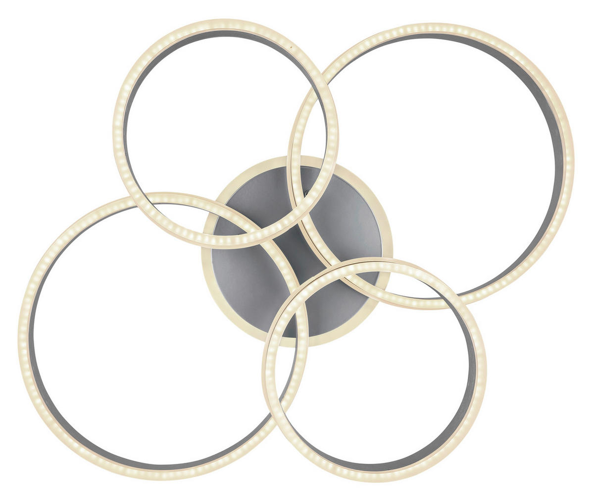 LED-DECKENLEUCHTE RUBIO 85/68/14 cm   - Opal/Grau, Design, Kunststoff/Metall (85/68/14cm)