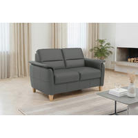 2-SITZER-SOFA Echtleder Anthrazit  - Eichefarben/Anthrazit, Basics, Leder/Holz (149/89/89cm) - Sit & More