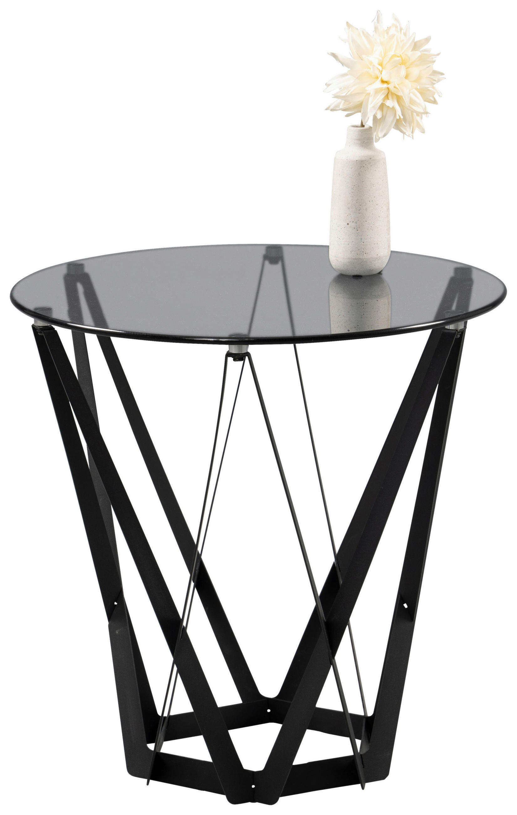 BEISTELLTISCH in Metall, Glas 50/50/50 cm  - Schwarz/Grau, Basics, Glas/Metall (50/50/50cm)