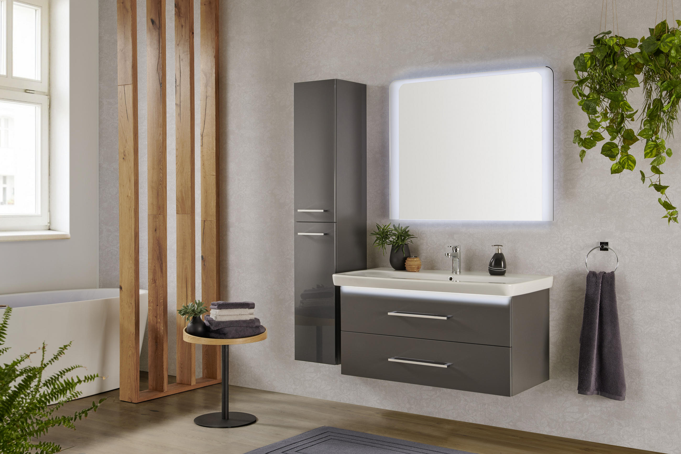 HOCHSCHRANK 30/159/32 cm  - Chromfarben/Anthrazit, MODERN, Glas/Holzwerkstoff (30/159/32cm) - Voleo