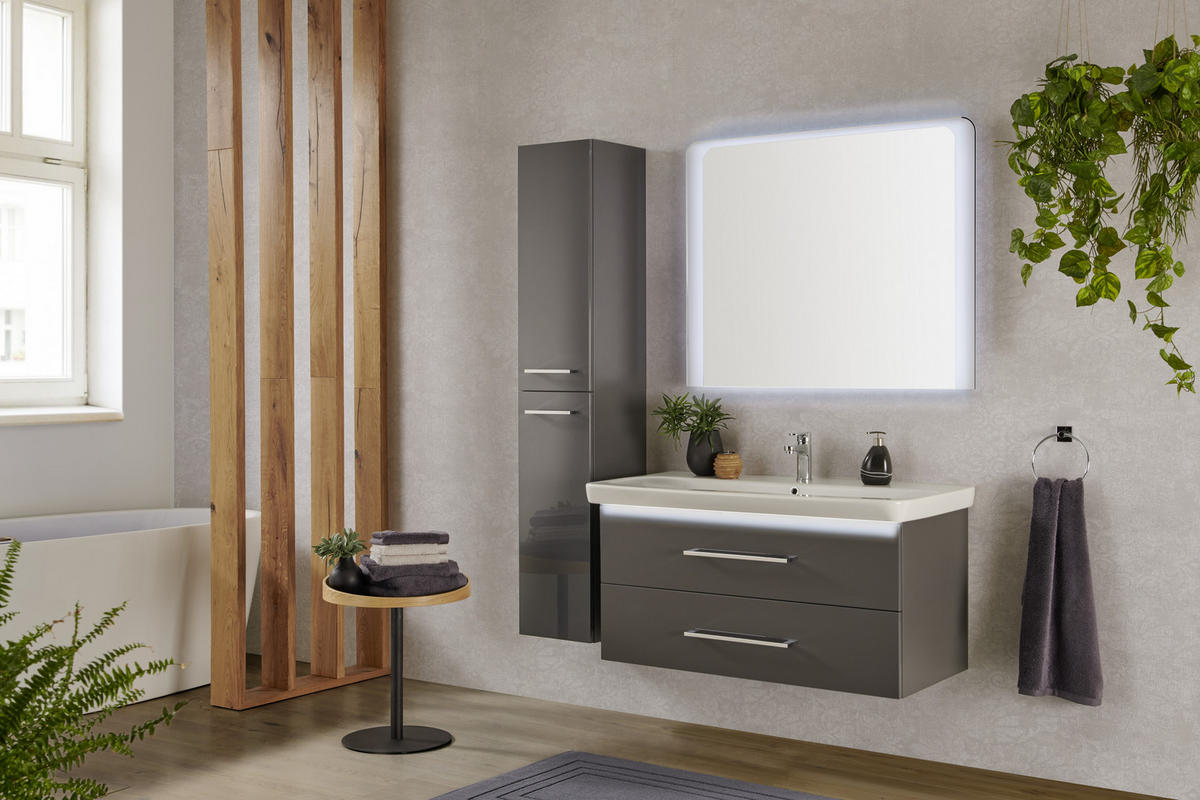 HOCHSCHRANK 30/159/32 cm  - Chromfarben/Anthrazit, MODERN, Glas/Holzwerkstoff (30/159/32cm) - Voleo