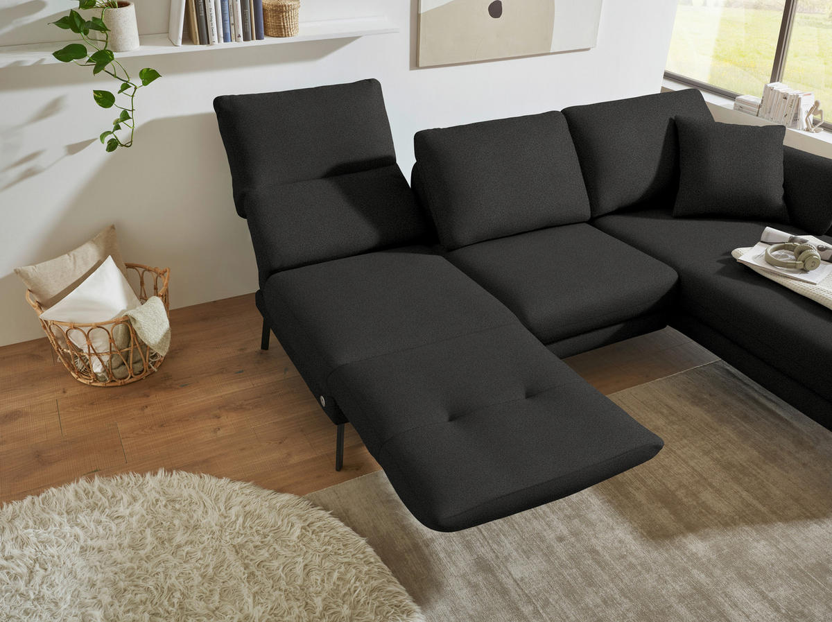 ECKSOFA  in Flachgewebe Anthrazit  255-365/175-224 cm  - Anthrazit/Schwarz, Design, Textil/Metall (255-365/175-224cm) - Dieter Knoll