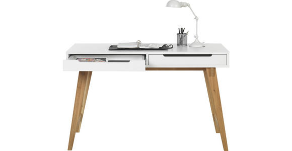 SCHREIBTISCH - Eichefarben/Weiß, Design, Holz/Holzwerkstoff (120/75/50cm) - Hom`in