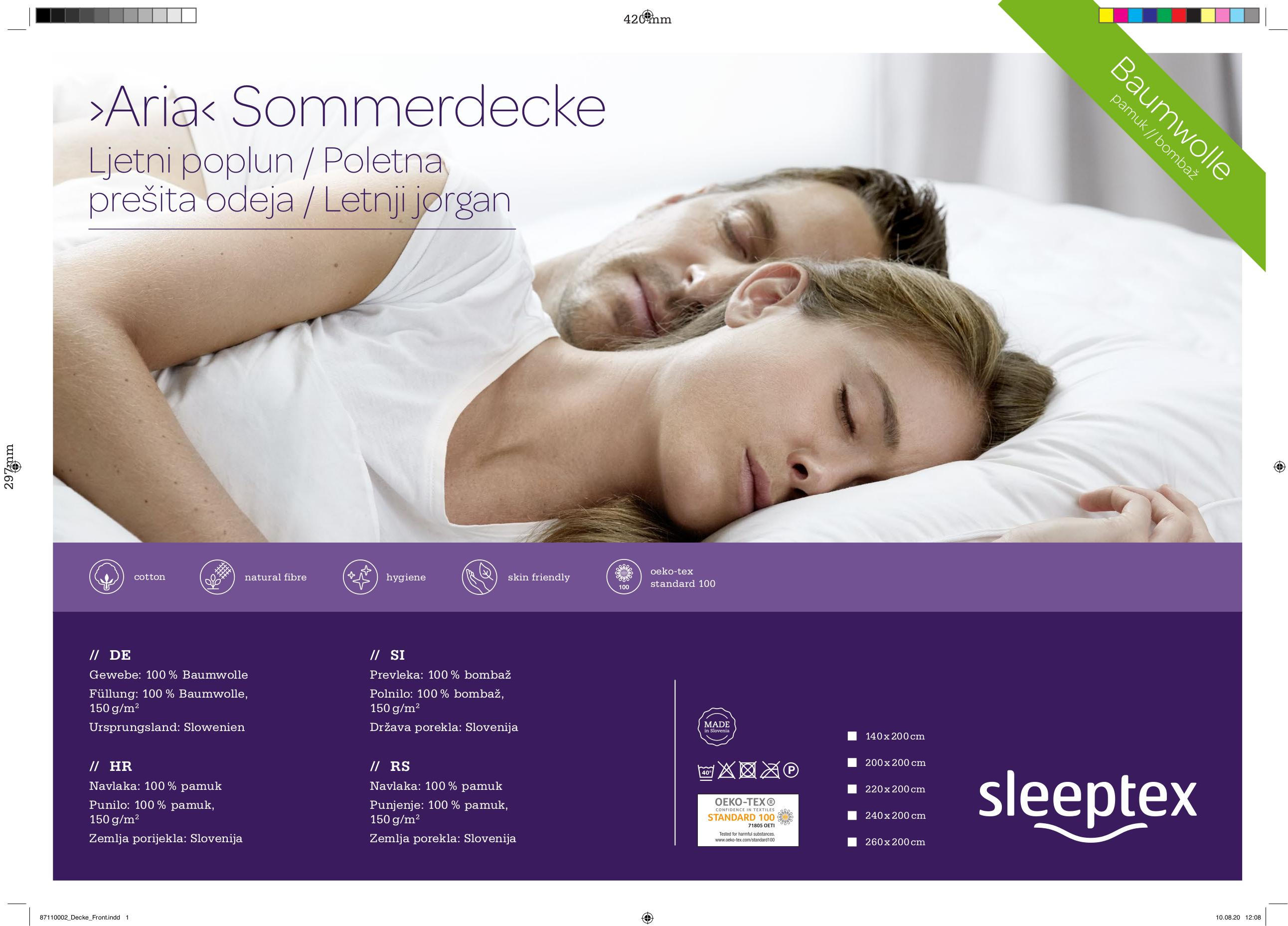 POLETNA ODEJA ARIA 140/200 cm - bela, Konvencionalno, tekstil (140/200cm) - Sleeptex