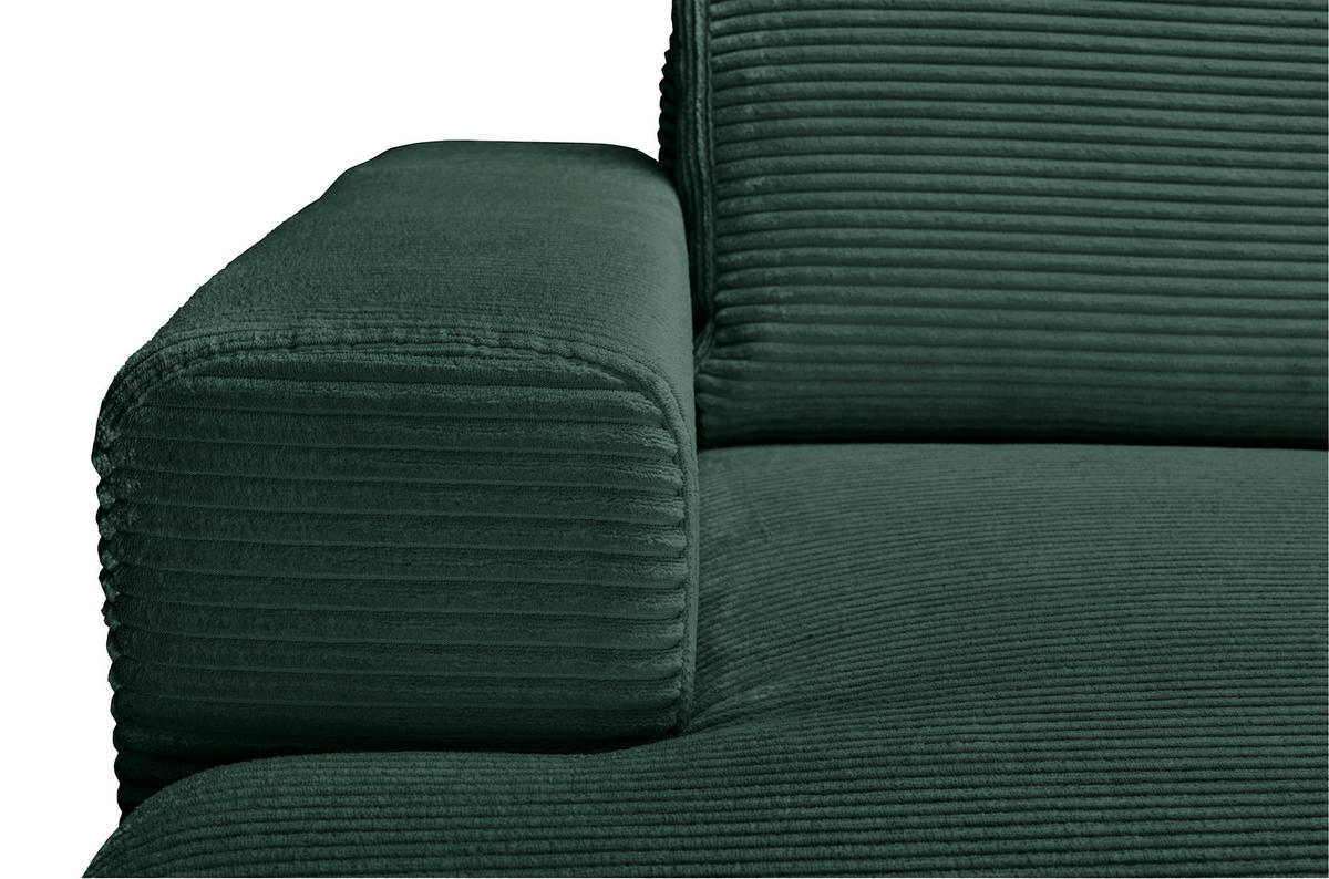 ECKSOFA Dunkelgrün Cord  - Dunkelgrün/Schwarz, KONVENTIONELL, Textil/Metall (150/240cm) - Carryhome