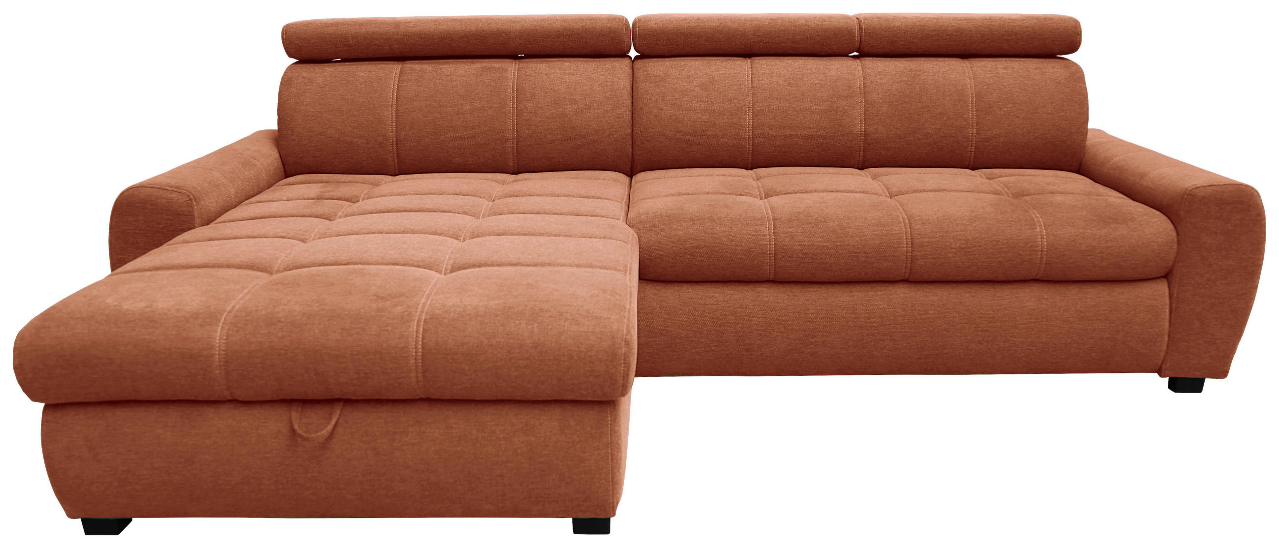 ECKSOFA inkl.Funktionen Cognac Webstoff  - Cognac/Schwarz, Design, Kunststoff/Textil (276/173cm) - Stylife