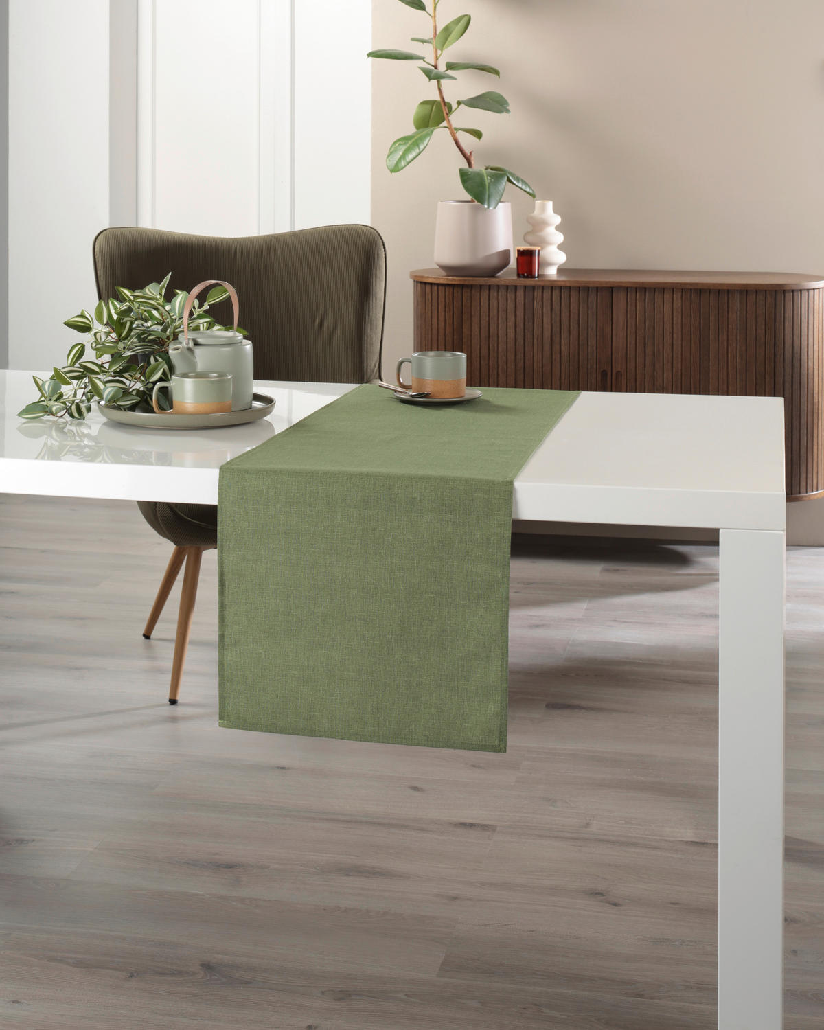 TISCHLÄUFER OSLO 40/140 cm  - Olivgrün, Basics, Textil (40/140cm) - Peyer Syntex